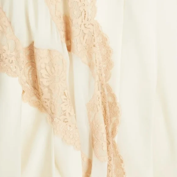 Chloé Silk Chiffon Lace Trim Pleated Midi Skirt – NWT, Size FR 38 Ivory - Picture 8 of 16